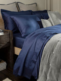 Christy Navy Classic Cotton Sateen Pillowcase Oxford Pair