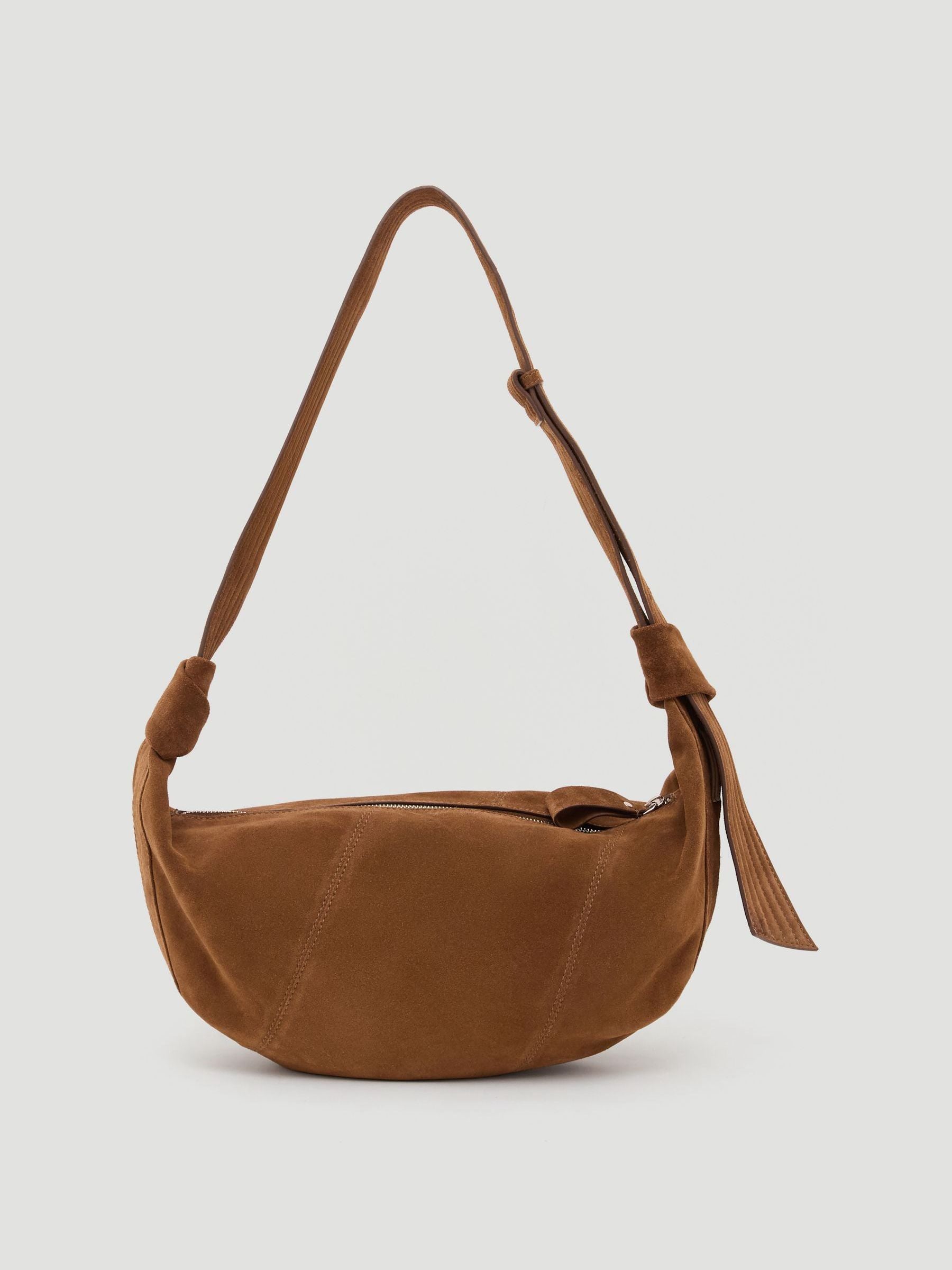 Hush Brown Oversized Leather Crescent Bag