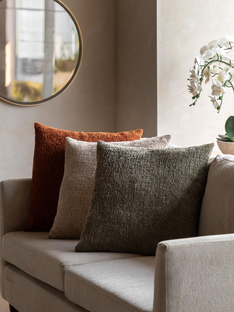 Gallery Home olive chenille cushion 50cm (British brand)