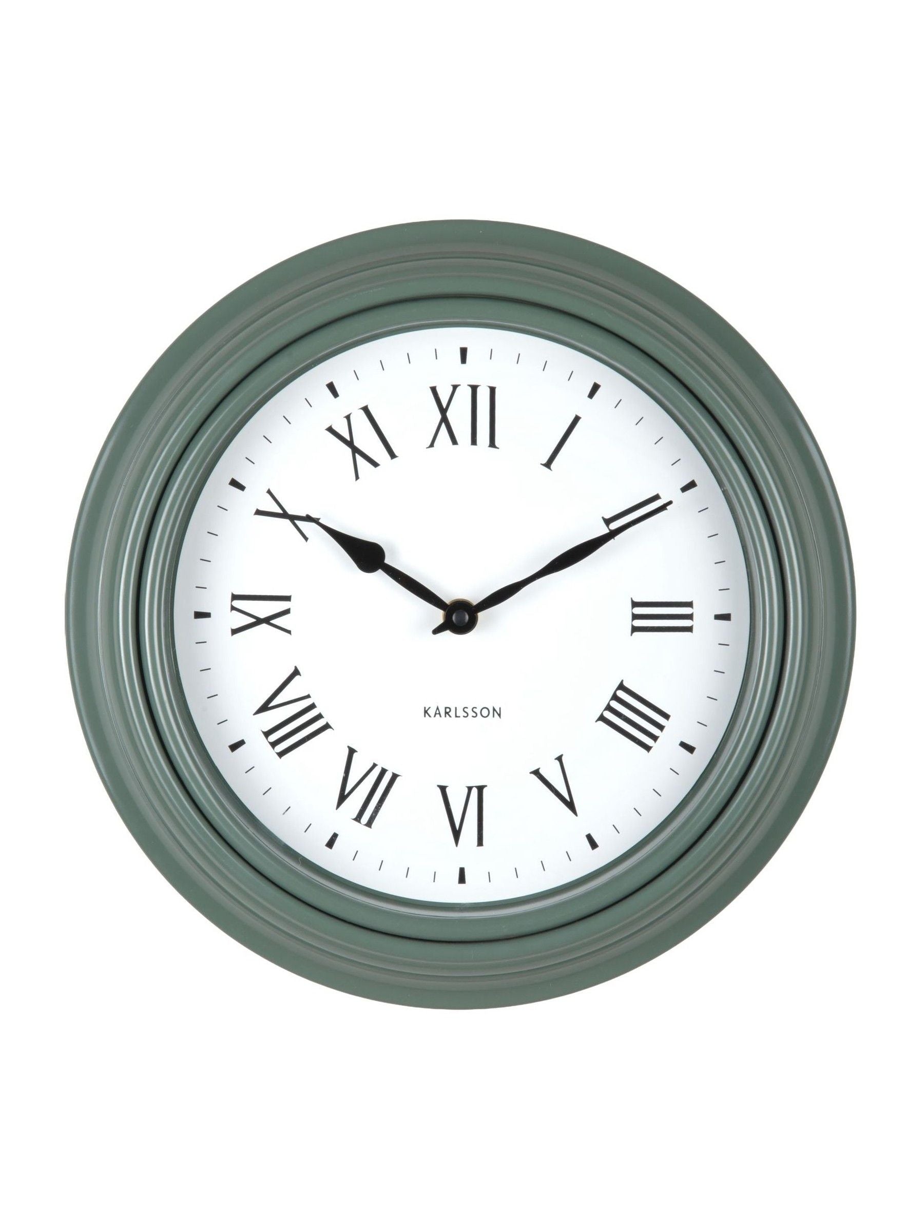 Karlsson jungle green Roman numeral wall clock (British brand)
