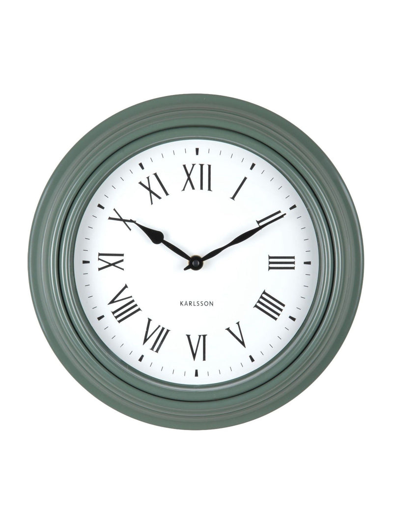 Karlsson jungle green Roman numeral wall clock (British brand)