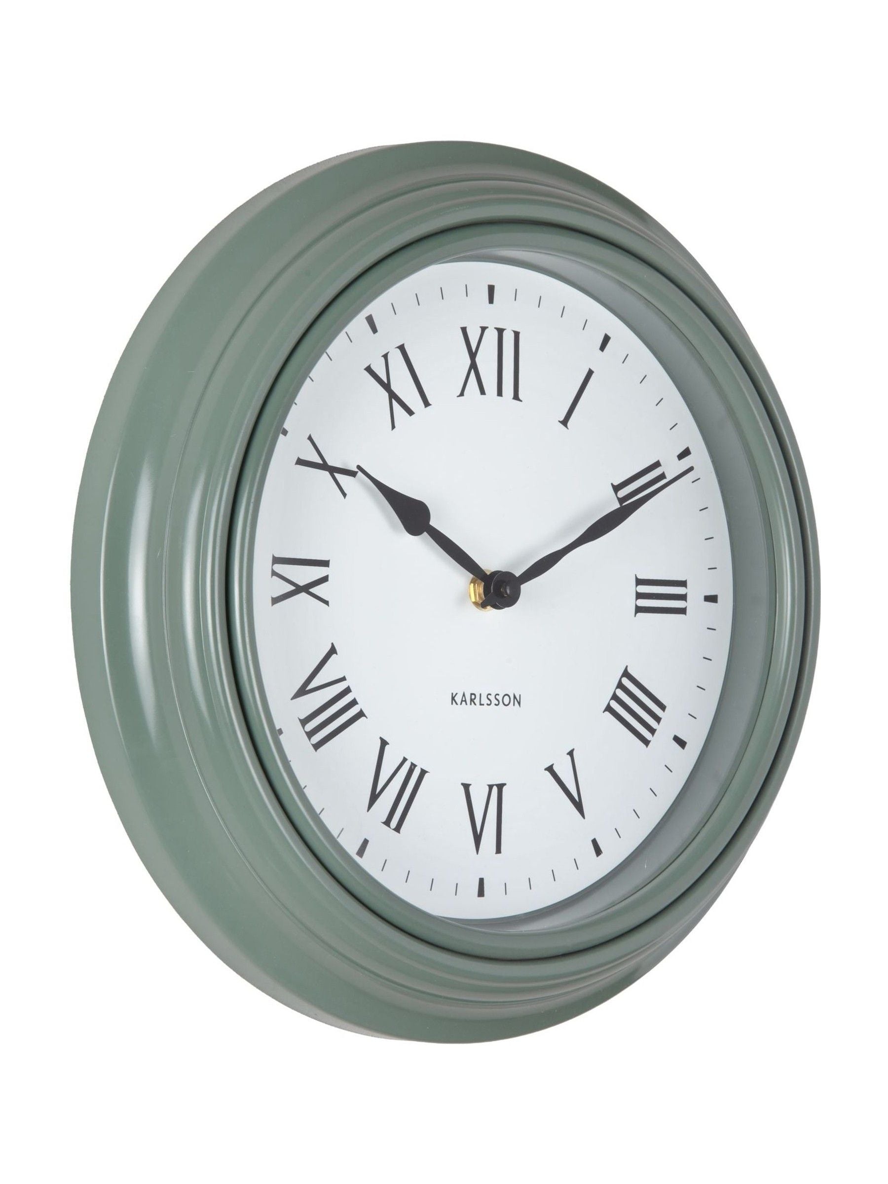 Karlsson jungle green Roman numeral wall clock (British brand)