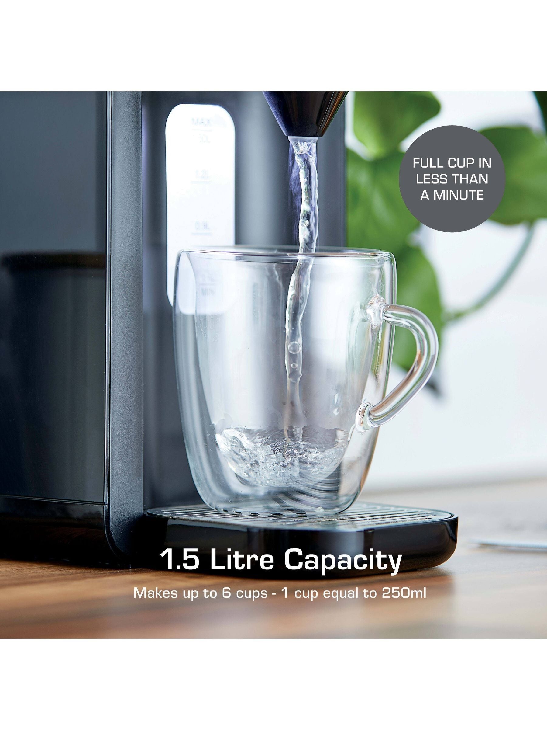 Swan black 1.5L instant hot water dispenser, UK version