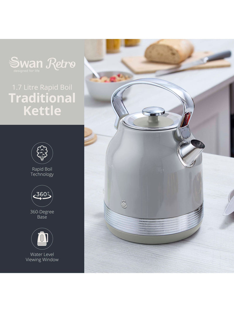 Swan Green Retro Traditional electric kettle 1.7L (British brand)