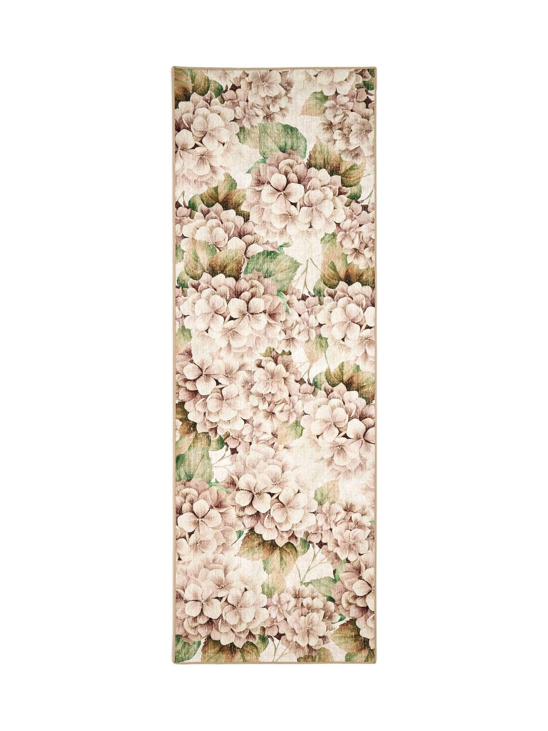 Hug Rug blush pink wild hydrangea runner 75x220cm, imported from the UK