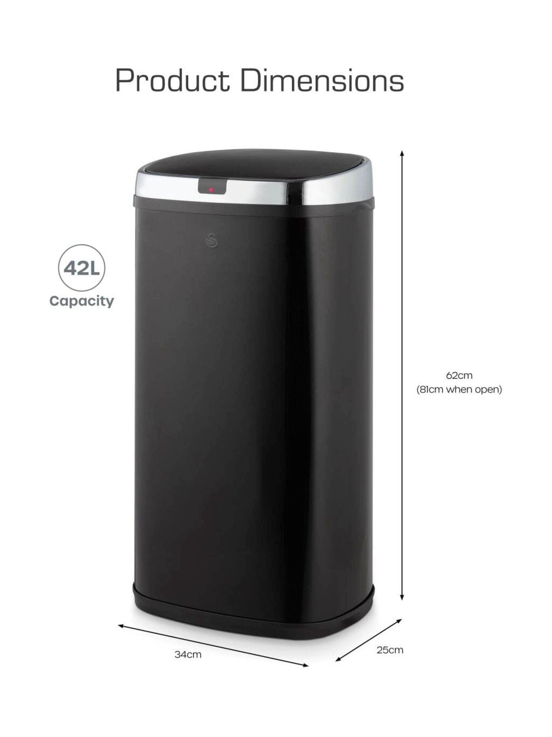 Swan black square sensor bin 42L (British brand)