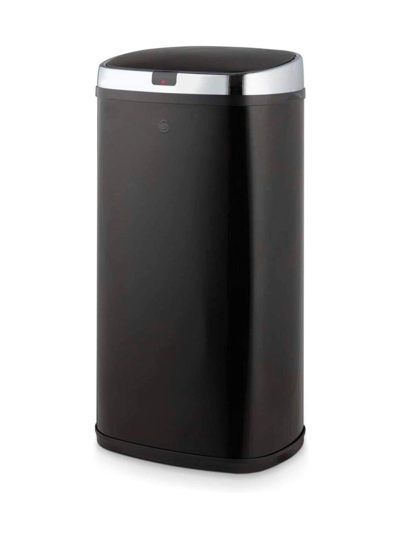 Swan black square sensor bin 42L (British brand)