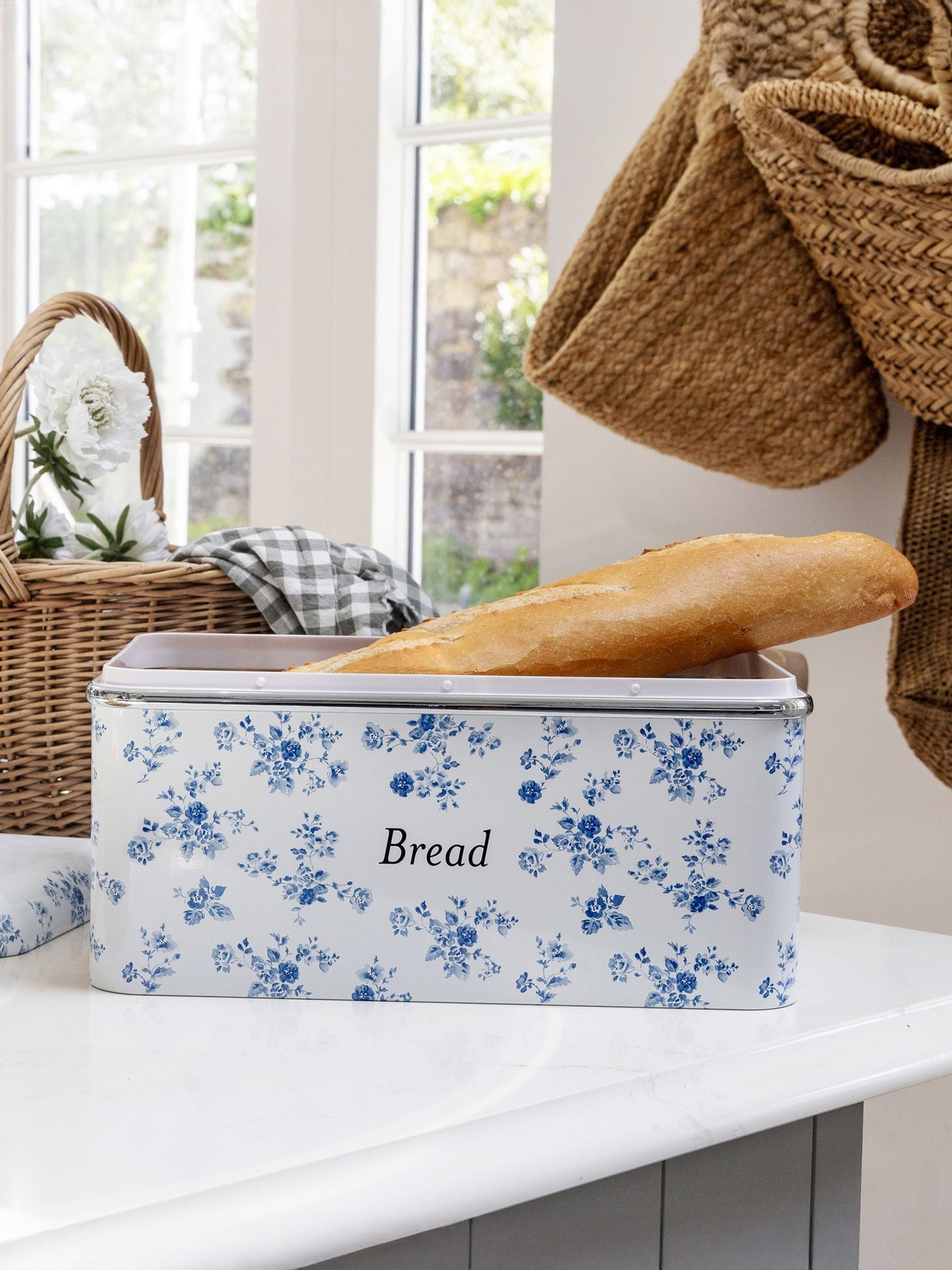 Laura Ashley China Rose bread bin stainless steel, UK version