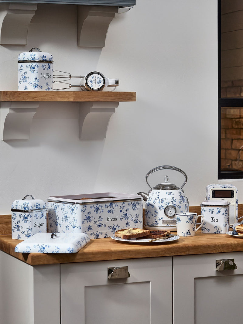 Laura Ashley China Rose bread bin stainless steel, UK version