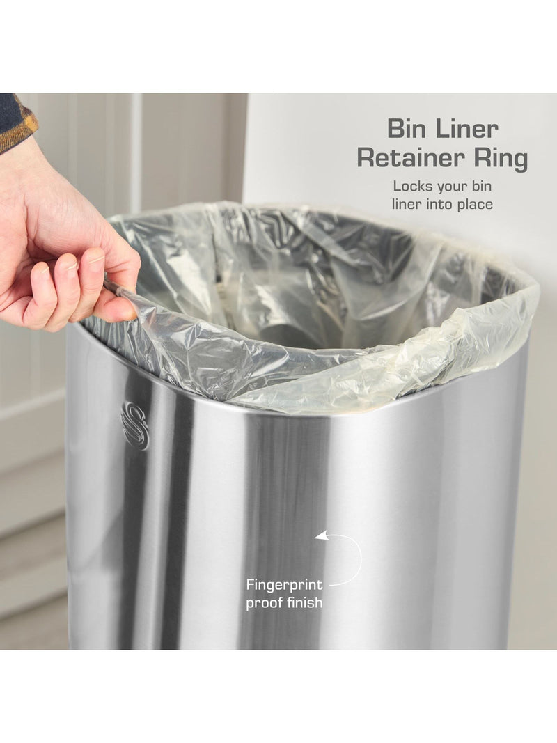 Swan stainless steel square kitchen sensor bin 30L (British brand)