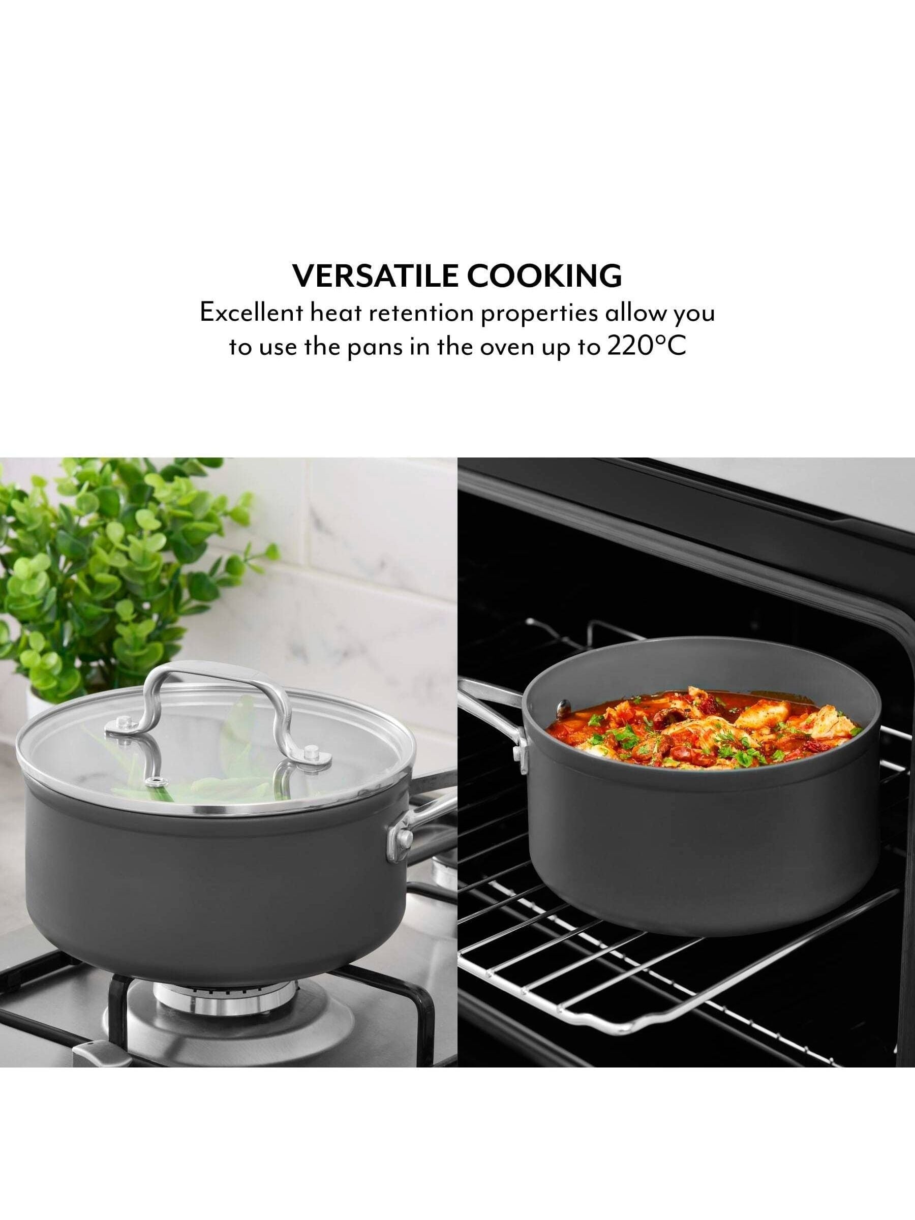 Sur La Table grey hard anodised saucepan set, imported from the UK
