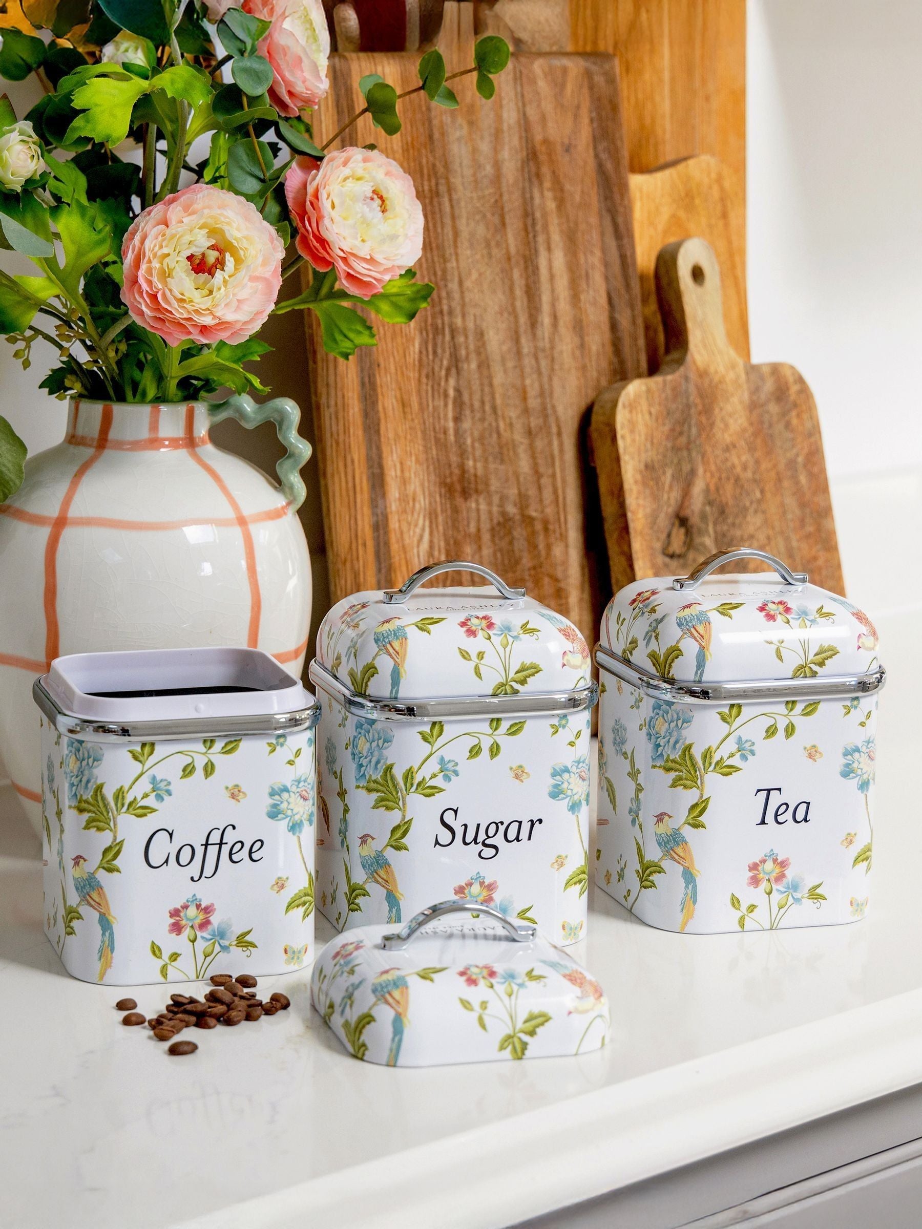Laura Ashley Elveden White 3 piece canister set, UK version