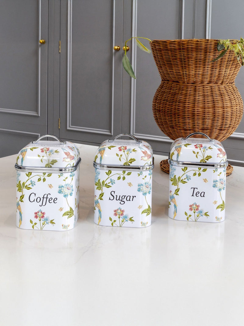 Laura Ashley Elveden White 3 piece canister set, UK version