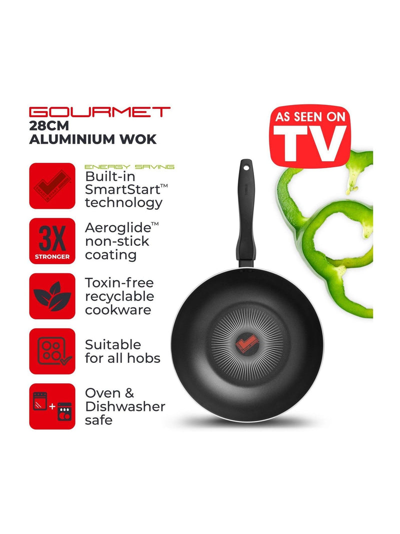 Tower Black Smart Start Gourmet 28cm wok (British brand)