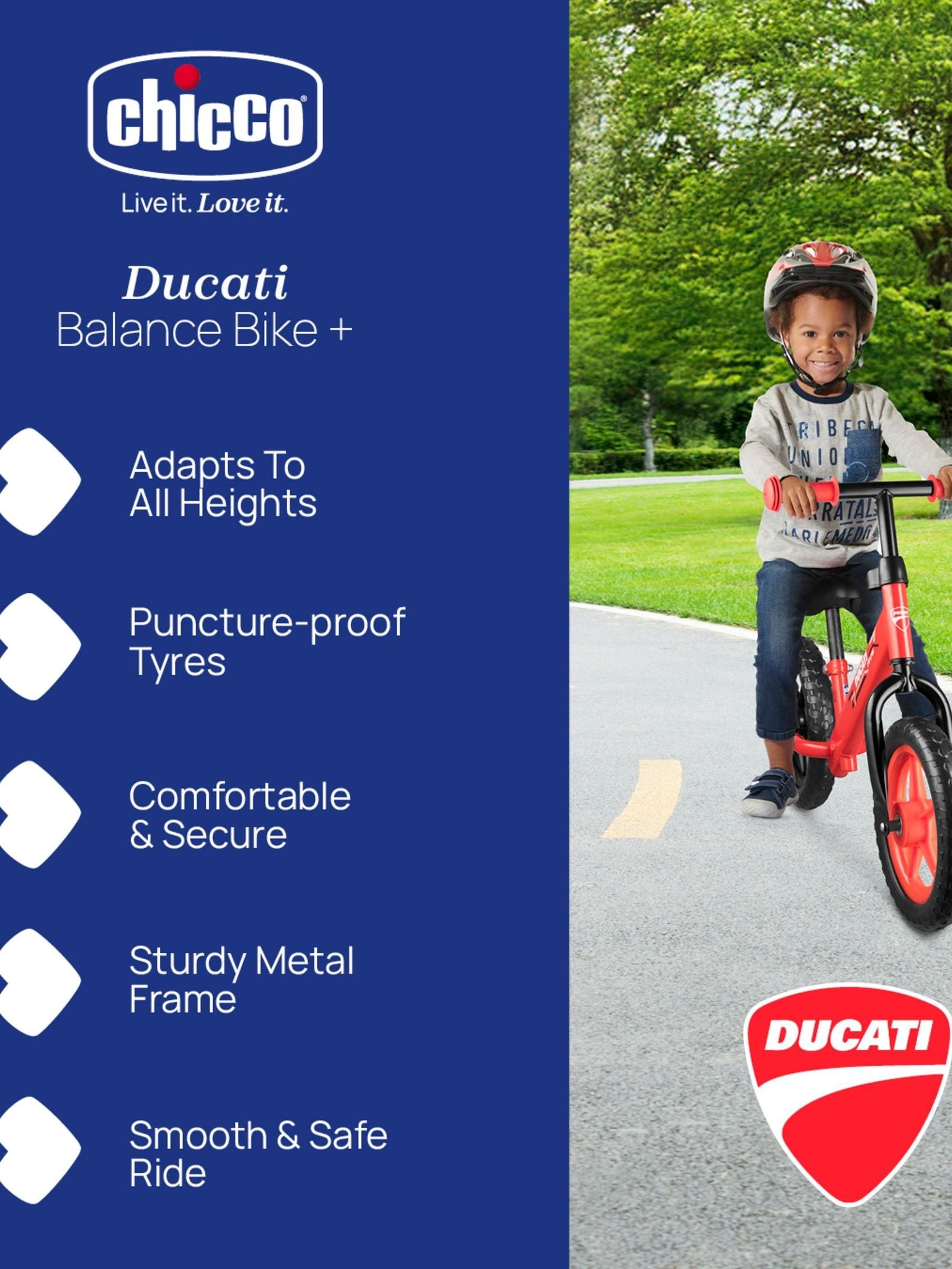Chicco red Ducati balance bike for toddlers - British product