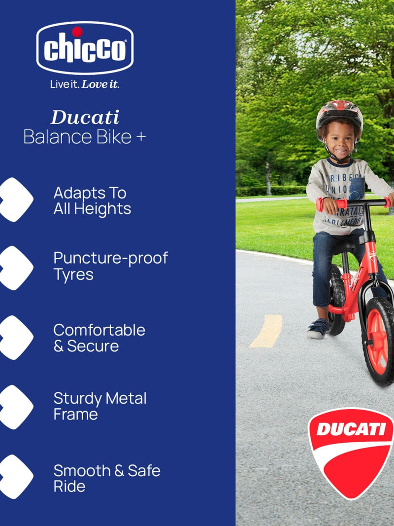 Chicco red Ducati balance bike for toddlers - British product