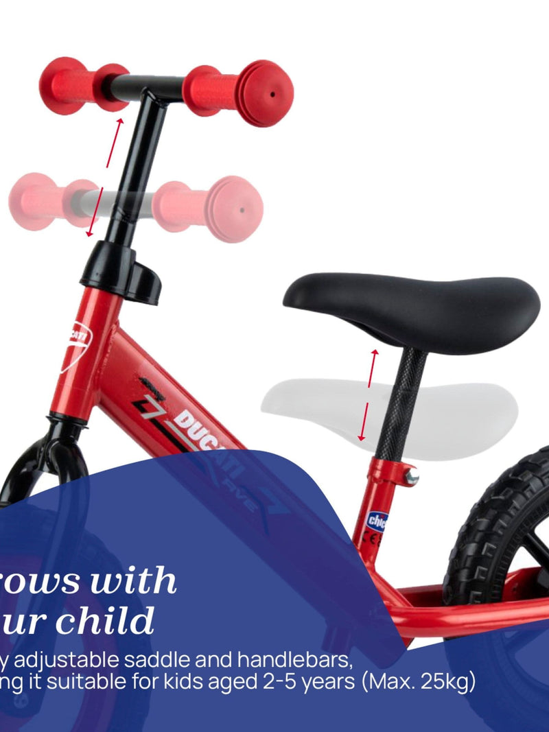 Chicco red Ducati balance bike for toddlers - British product