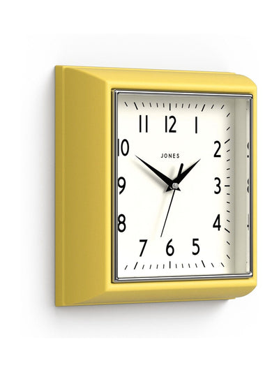 Jones Clocks Gul En Retro Firkantet Veggklokke