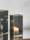 Pacific Lifestyle brass glass square candle holder - British product