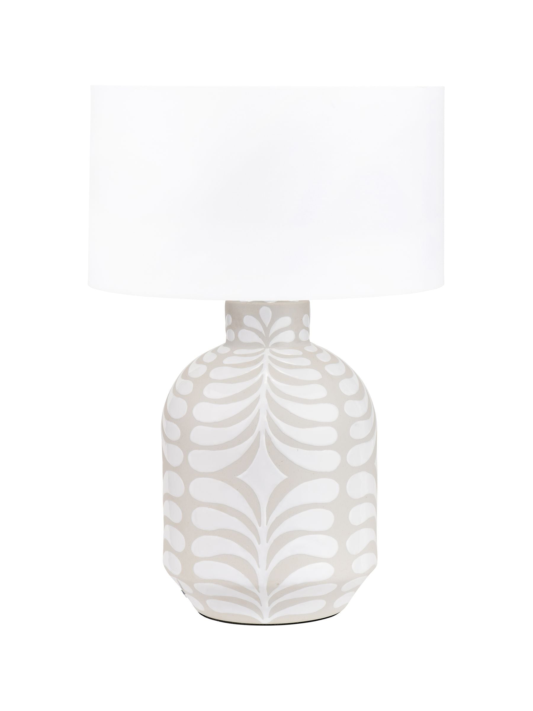 Ceramic table lamp in grey and white with Tania pattern - British product