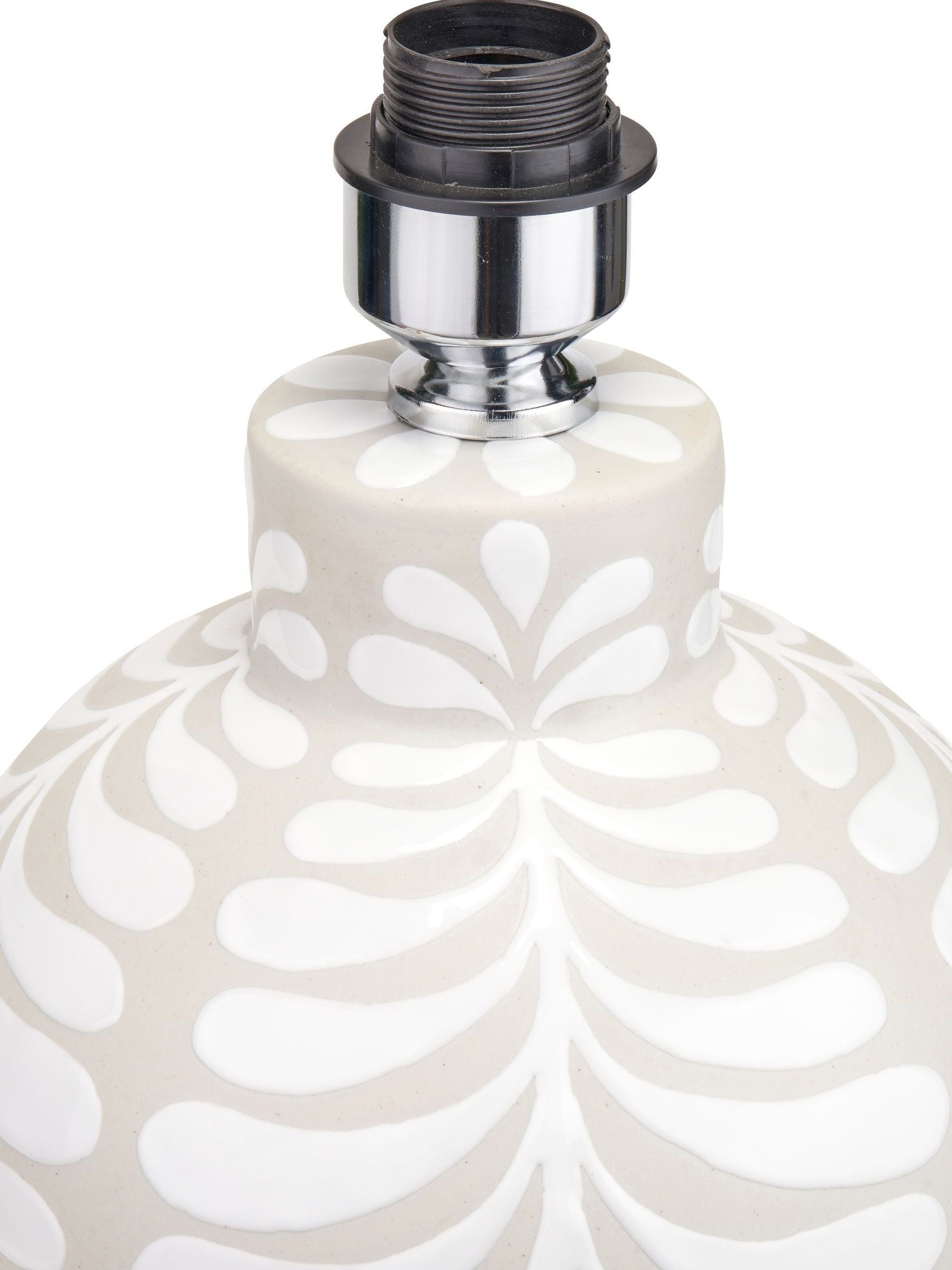 Ceramic table lamp in grey and white with Tania pattern - British product