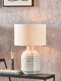 Ceramic table lamp in grey and white with Tania pattern - British product