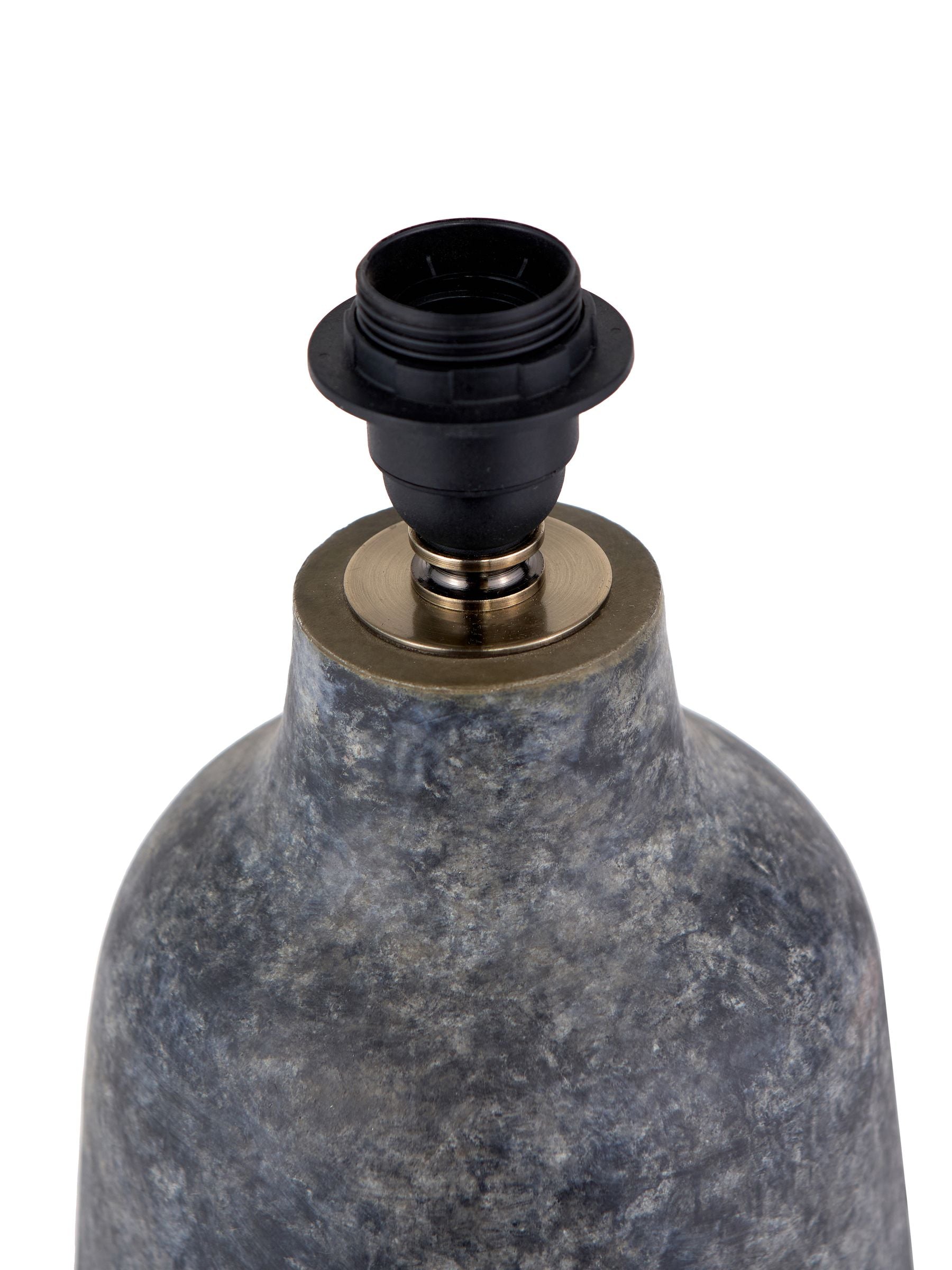 Stoneware table lamp Pacific Grey volcanic effect 50cm, UK version