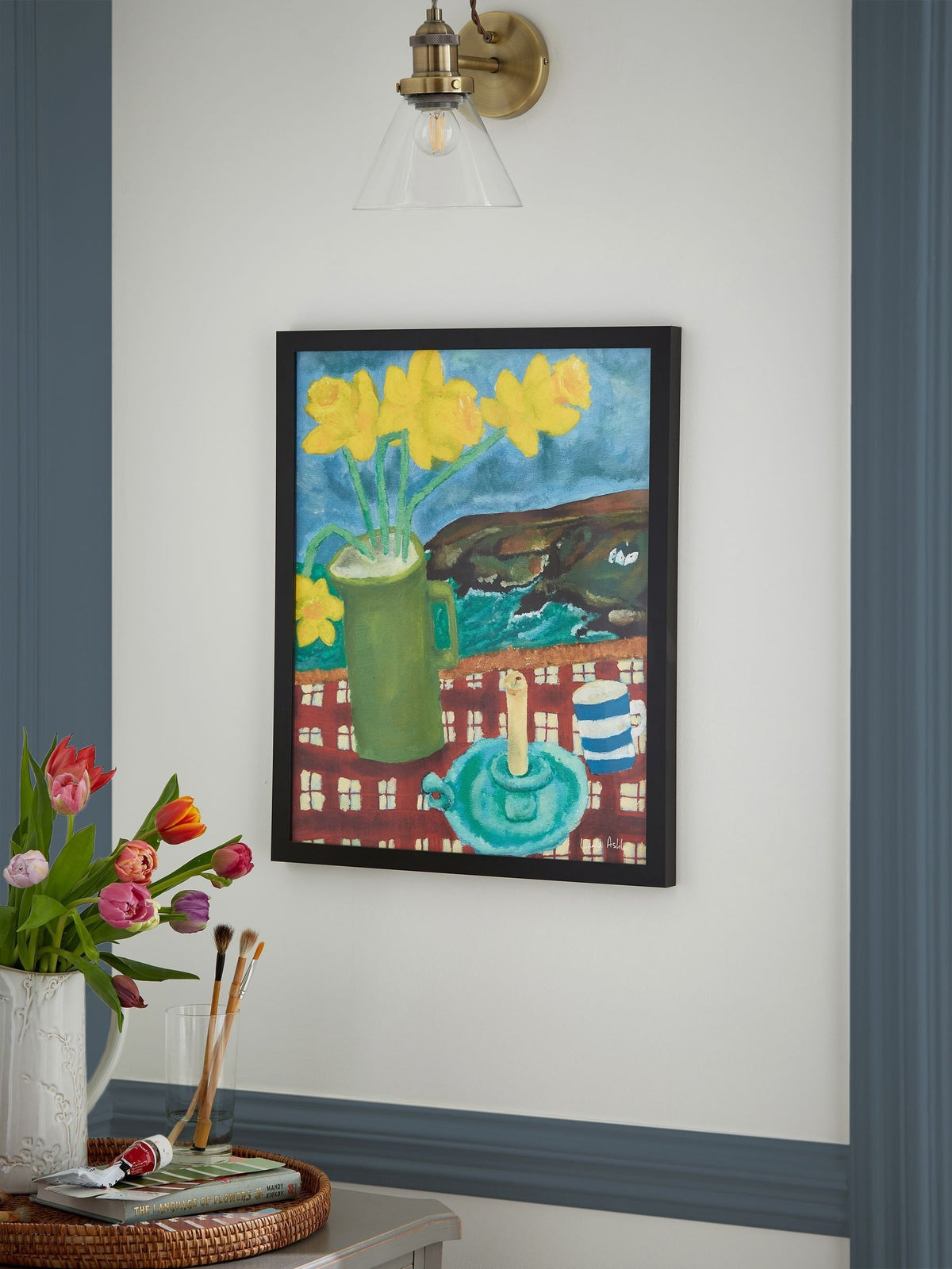 Laura Ashley A Cornish View black large wall art frame, UK version