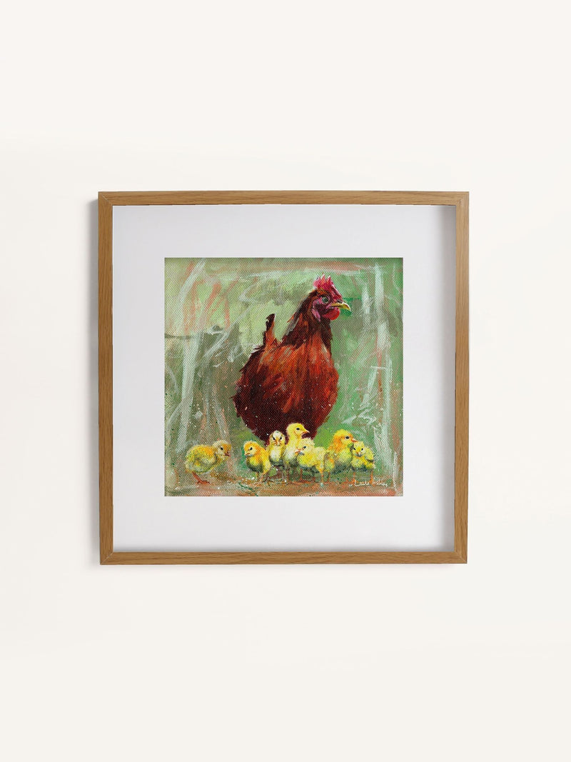 Laura Ashley green hen and chicks wall art frame, UK version