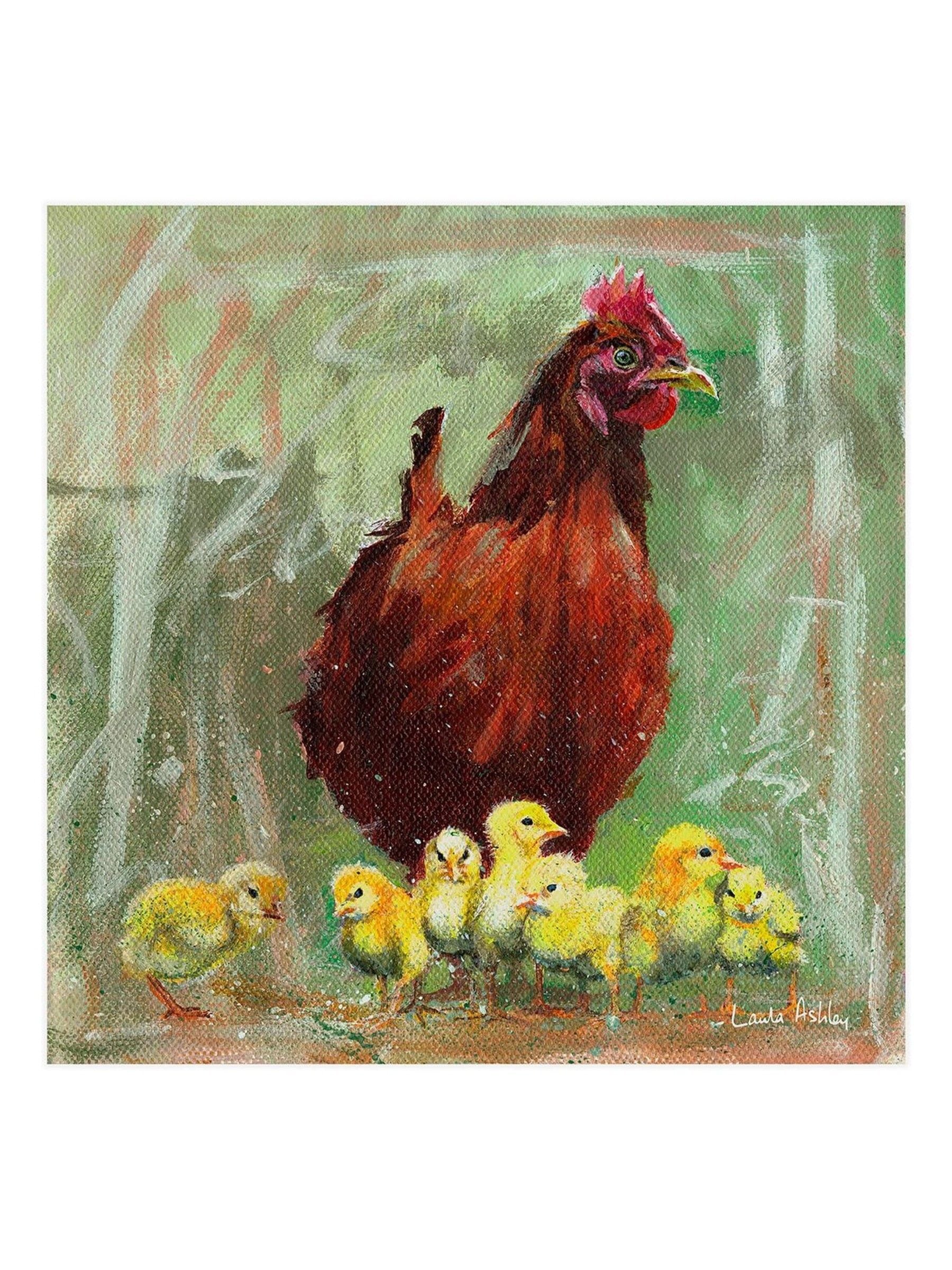 Laura Ashley green hen and chicks wall art frame, UK version