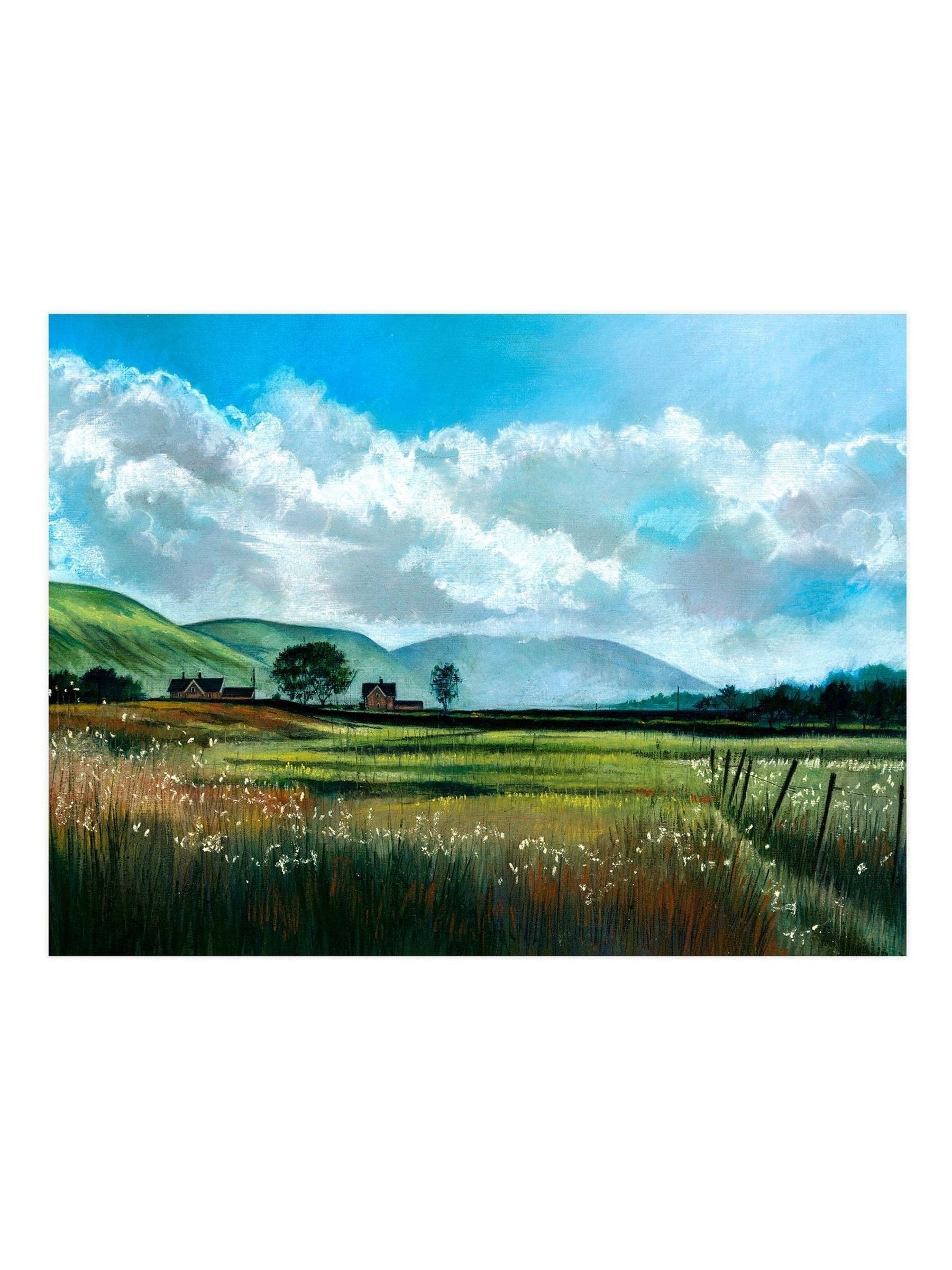 Laura Ashley blue countryside scene small wall art frame, UK version