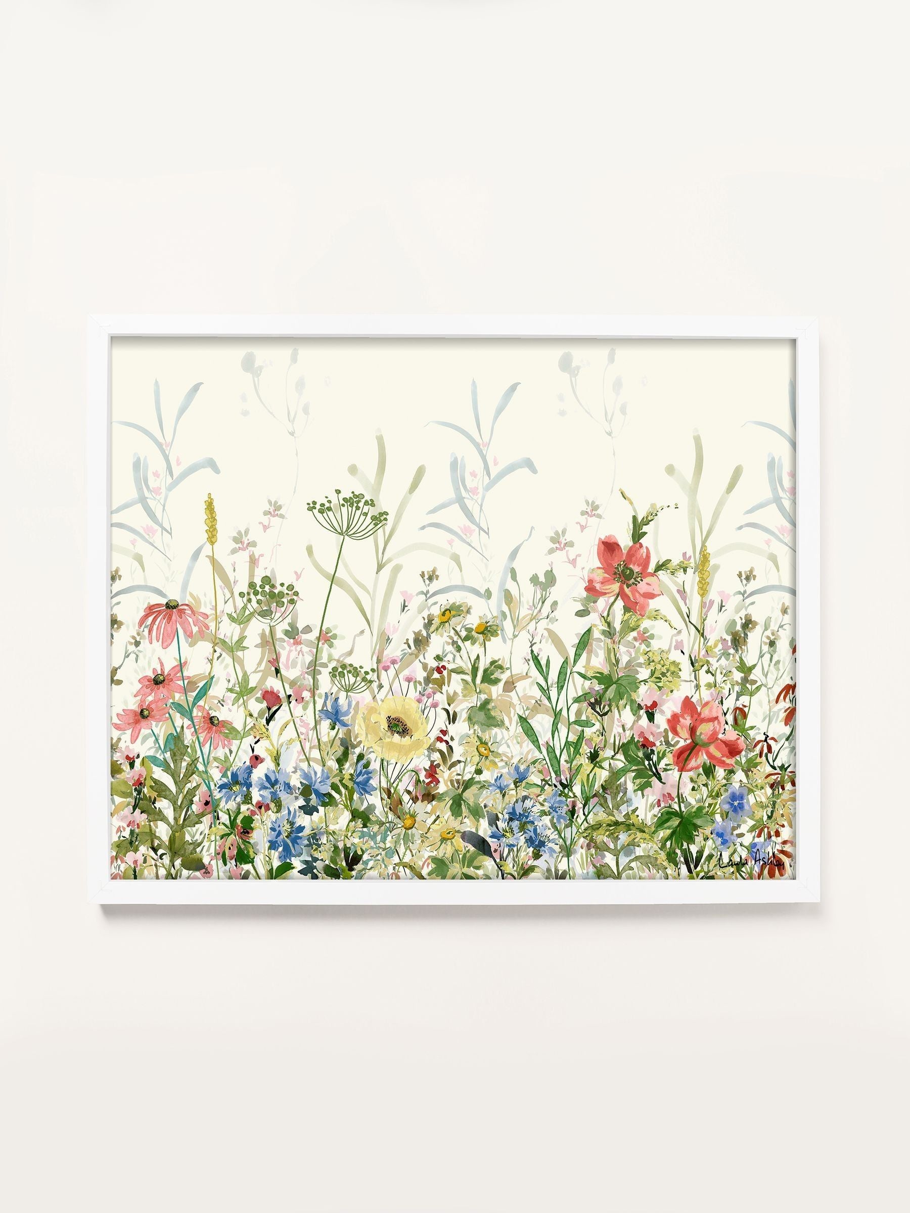 Laura Ashley white poppy meadow small wall art frame, UK version