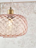 Rose pink textured glass oval ceiling light from a British brand