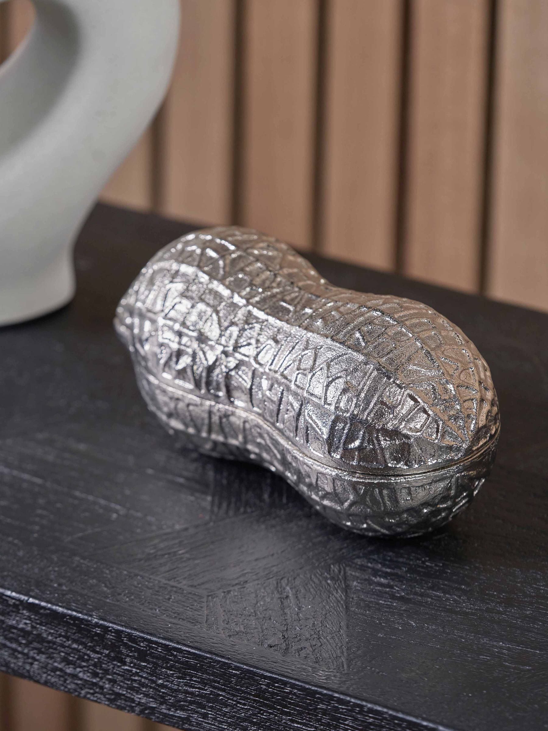 Pacific silver metal peanut trinket box 22cm, UK version