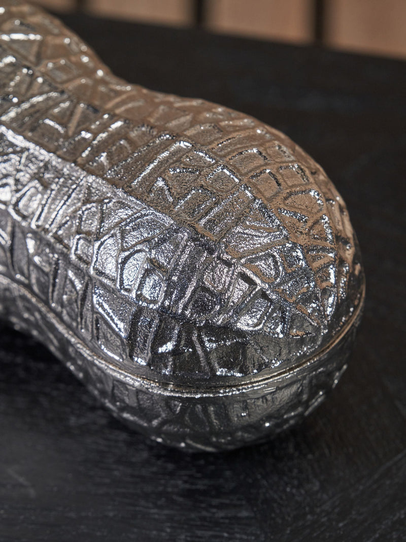 Pacific silver metal peanut trinket box 22cm, UK version