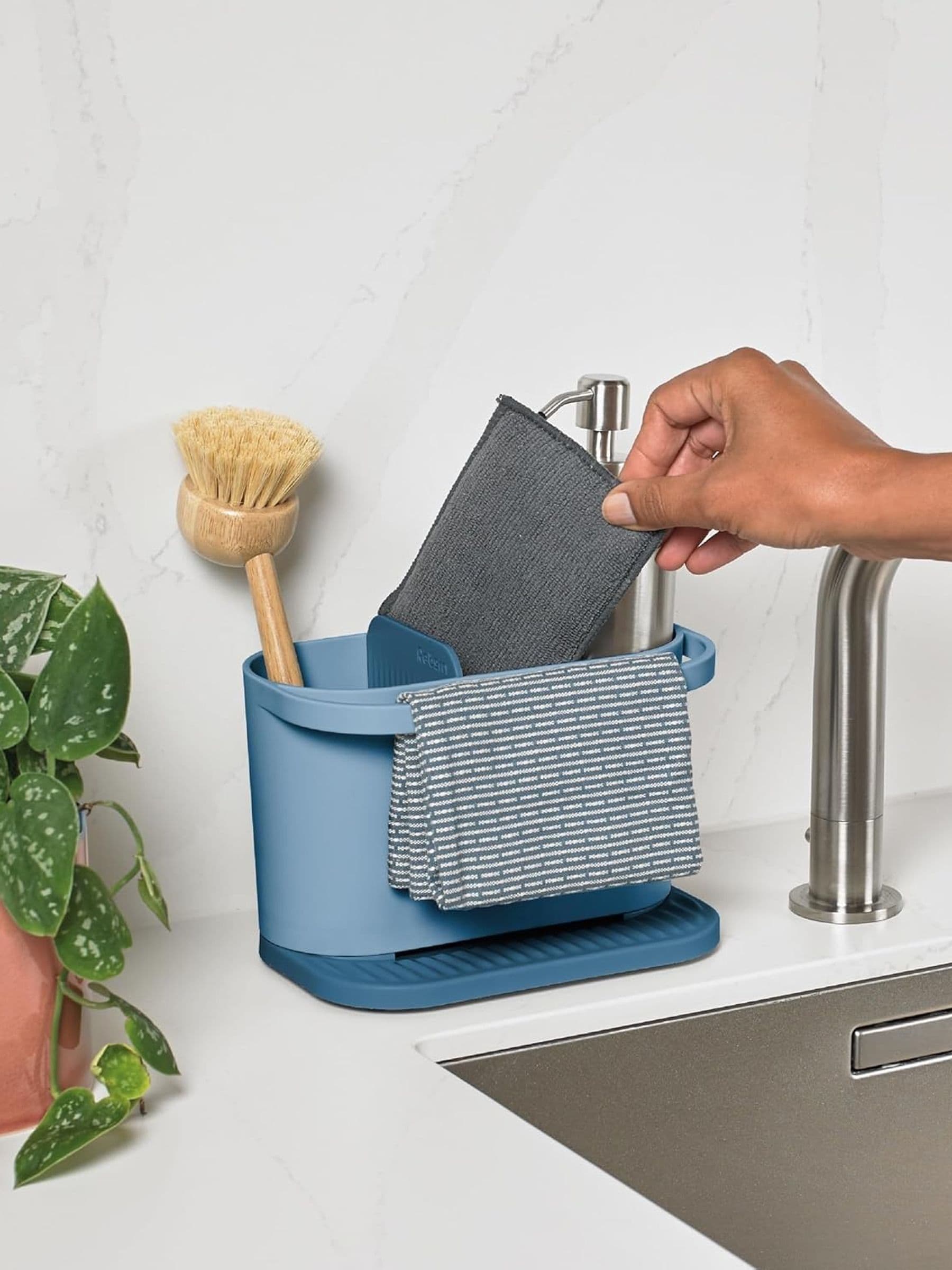 ReBorn sage green washing up bowl and sink tidy bundle, imported from the UK