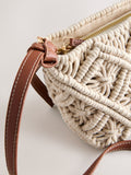Natural macrame cross-body bag - British product
