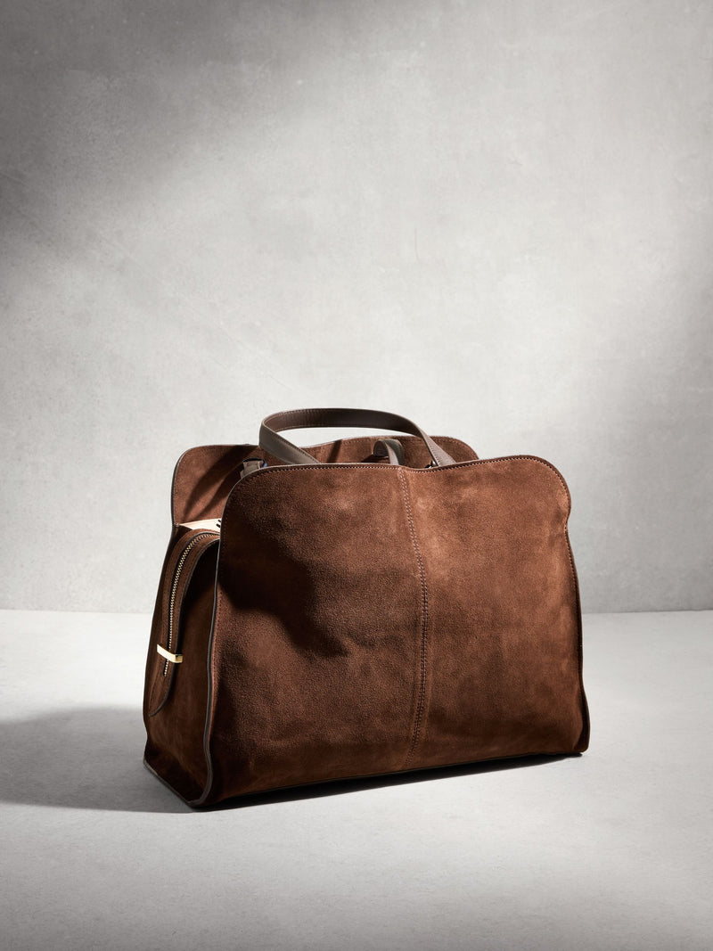N. chocolate brown suede tote bag, UK version
