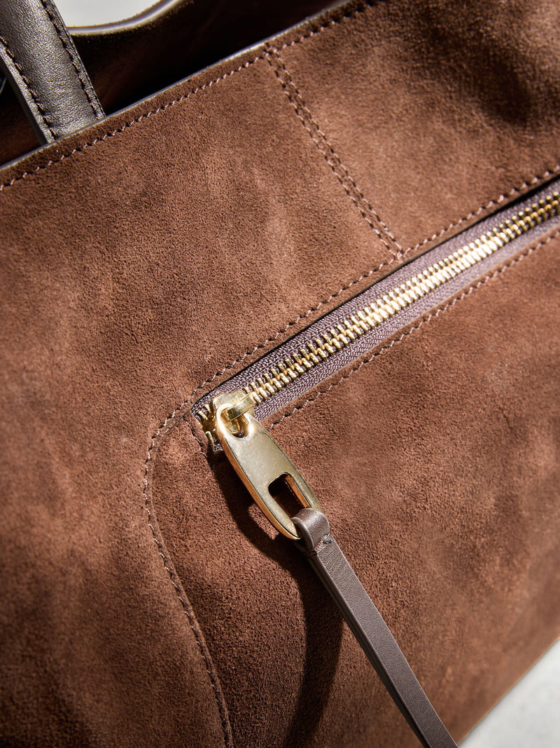 N. chocolate brown suede tote bag, UK version