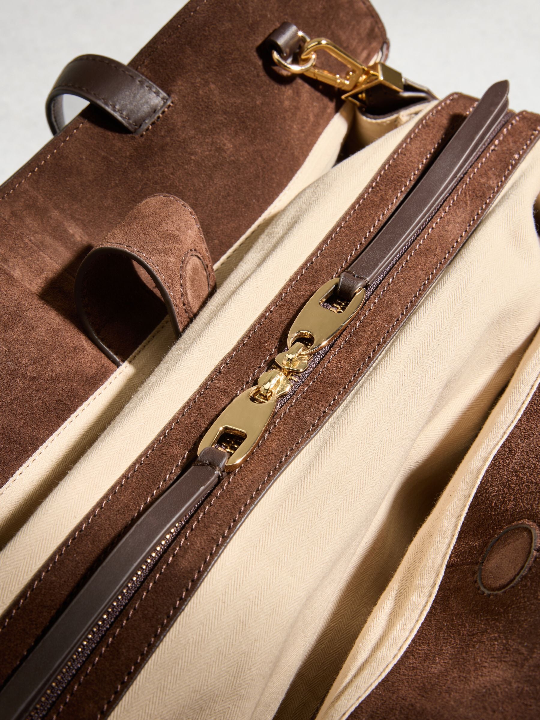 N. chocolate brown suede tote bag, UK version