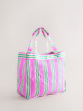 self. pink and green stripe tote bag, UK version