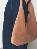 Light pink suede slouchy bag, 100% leather - British product