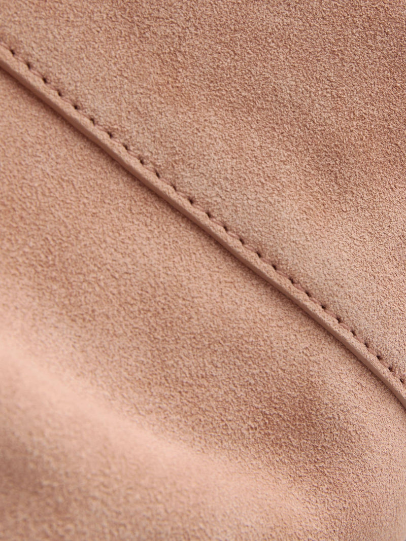 Light pink suede slouchy bag, 100% leather - British product
