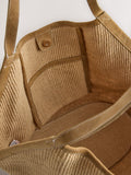 natural jute shoulder bag with leather trim 32cm - British product