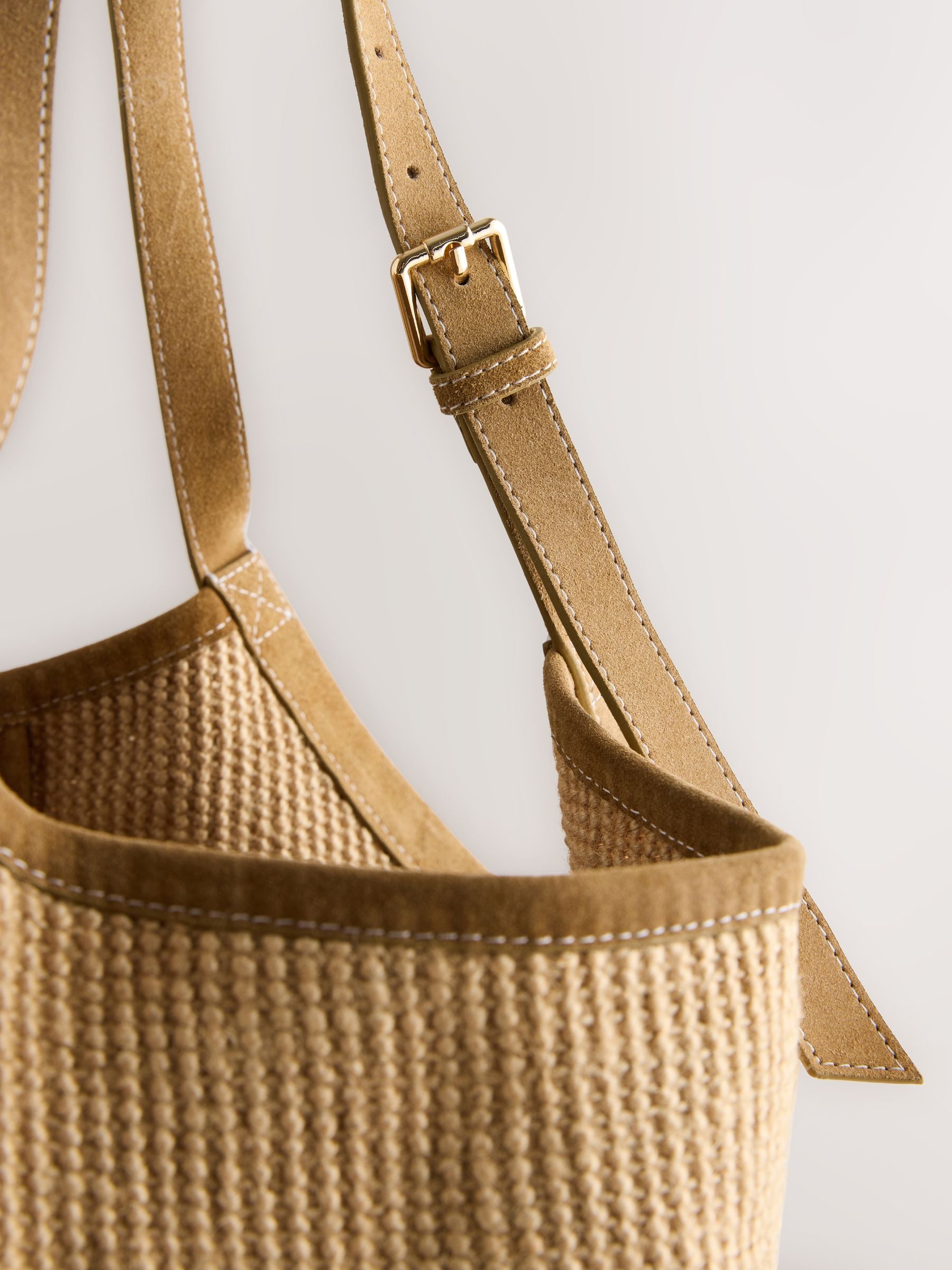natural jute shoulder bag with leather trim 32cm - British product
