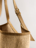 natural jute shoulder bag with leather trim 32cm - British product