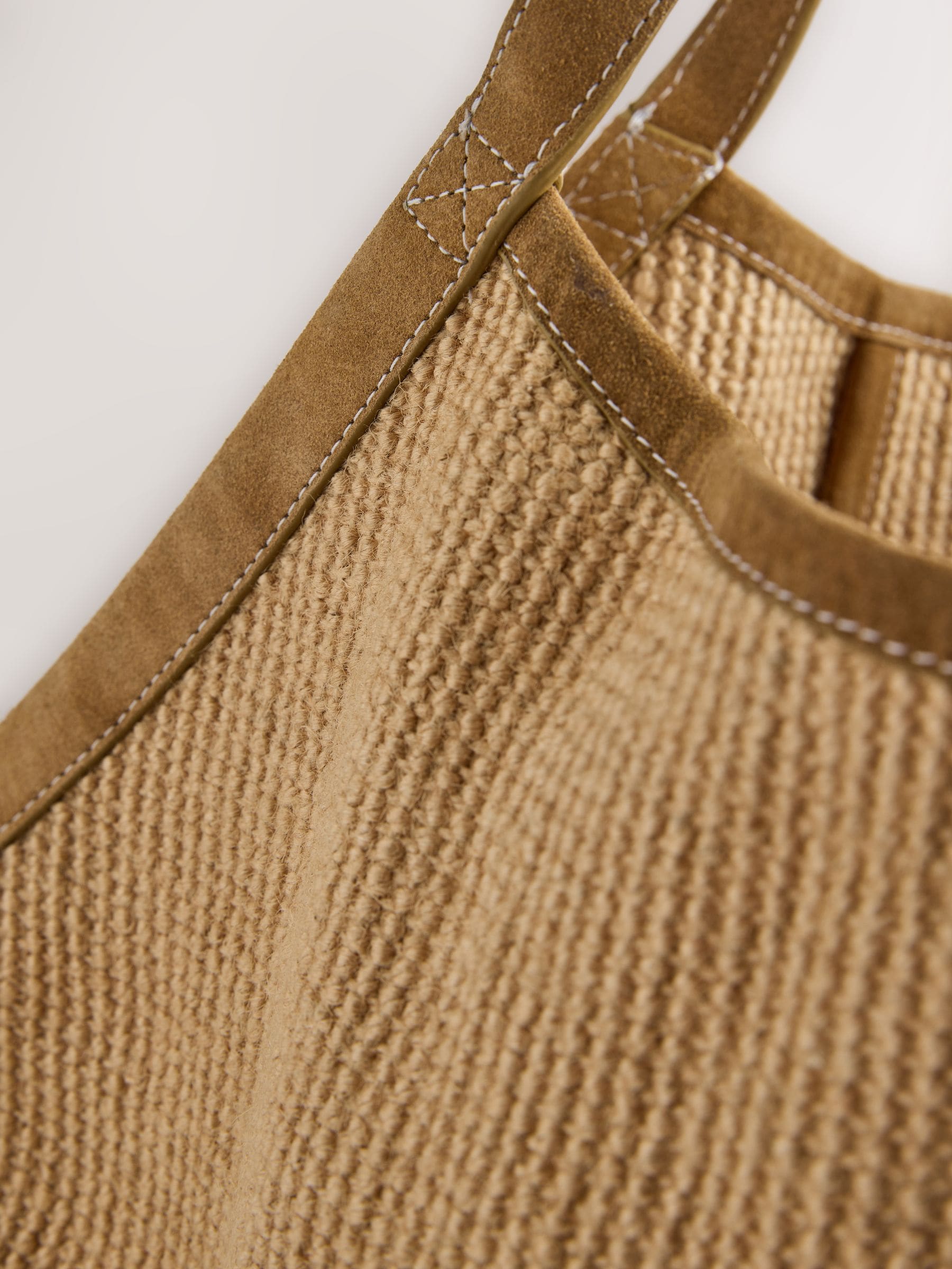 natural jute shoulder bag with leather trim 32cm - British product