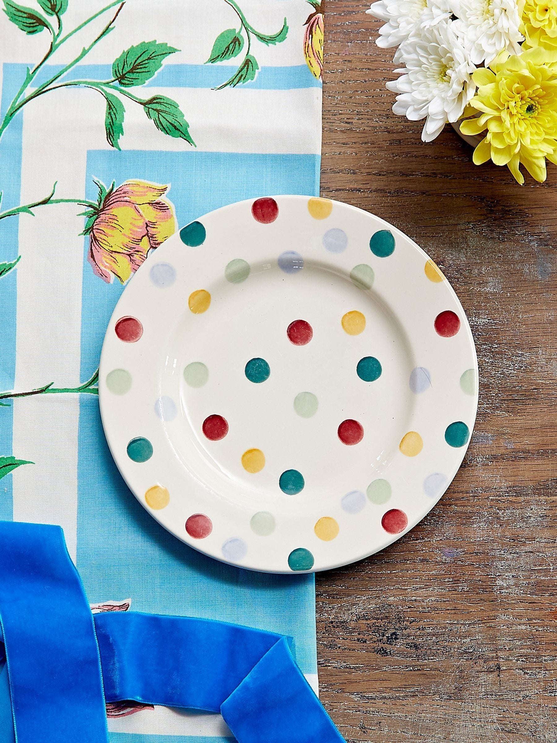 Emma Bridgewater Cream Polka Dot plate 8.5 inch, imported from the UK