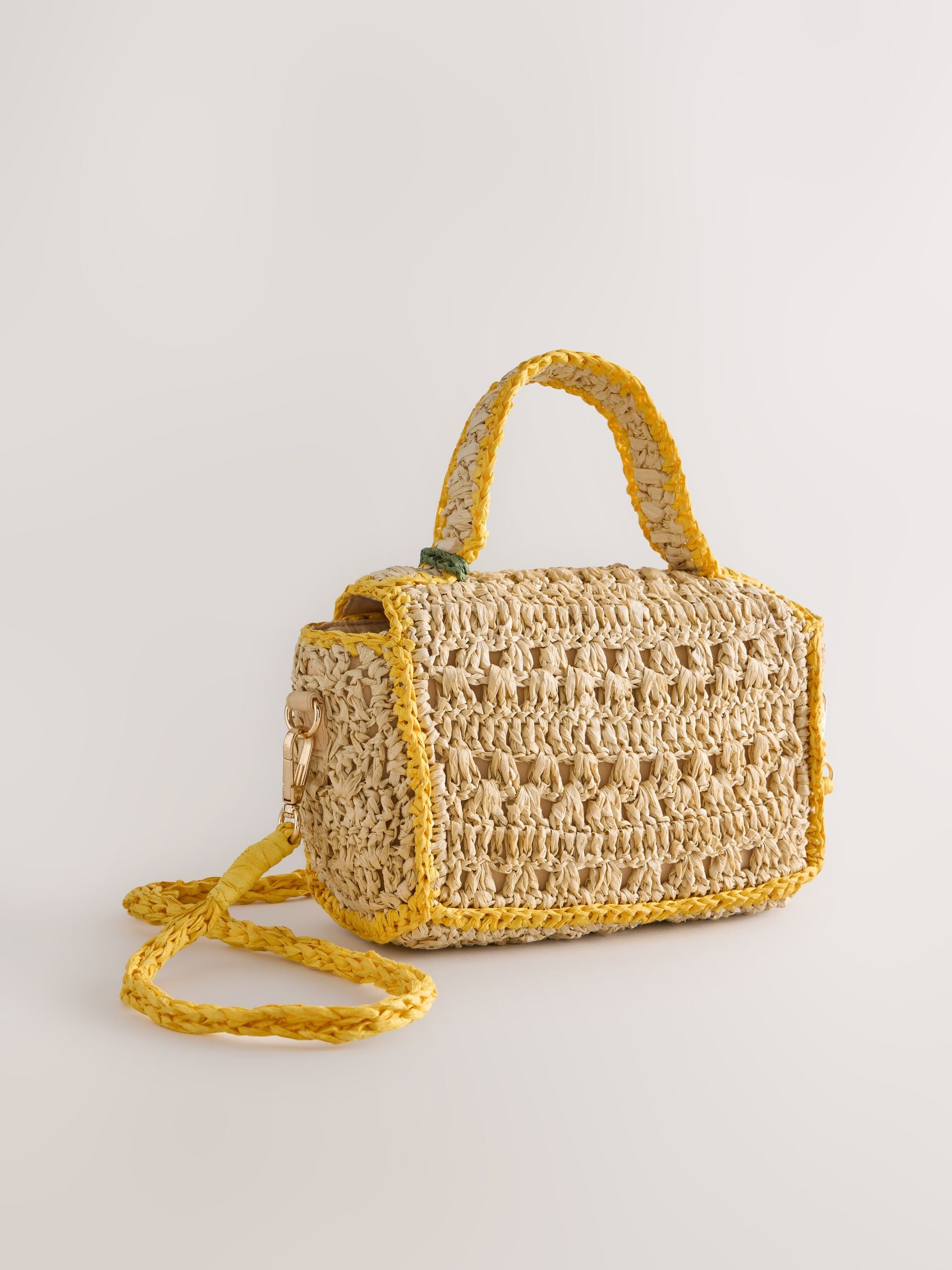 Raffia lemon charm cross-body bag 13cm - British product