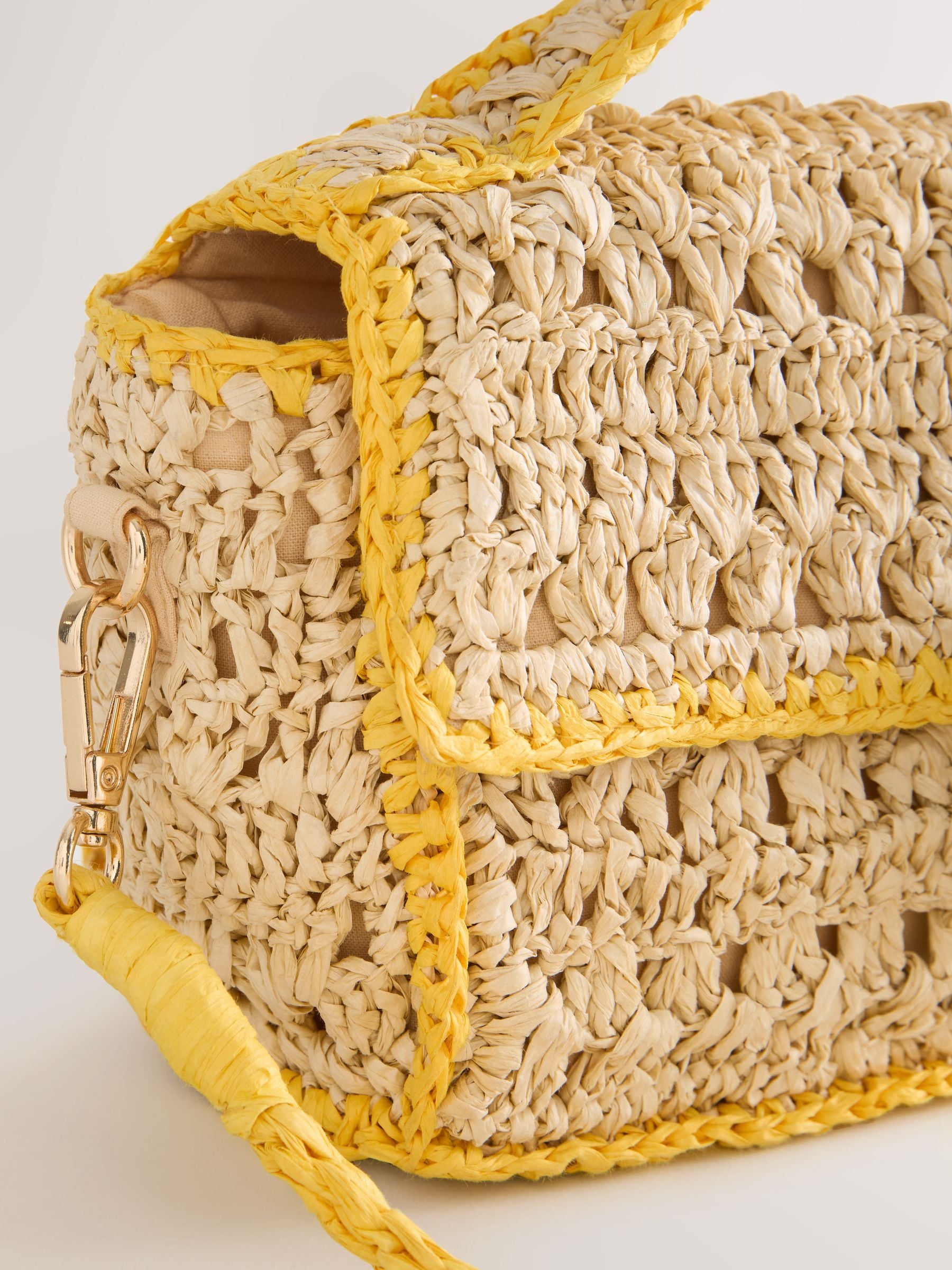 Raffia lemon charm cross-body bag 13cm - British product